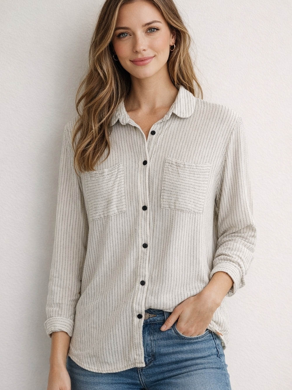 2/$20 Harris Wilson black and white Button-Up Shirt